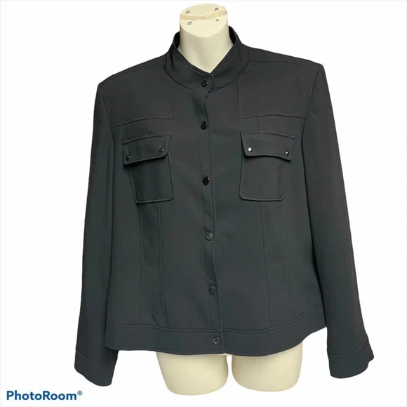 Dressbarn black jacket size 16 shoulder pads - Picture 1 of 11
